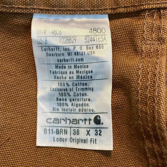 Carhartt Loose Fit High-Rise Washed Duck Work Dungaree Pants Carhartt Brown B11 - Picture 7 of 8